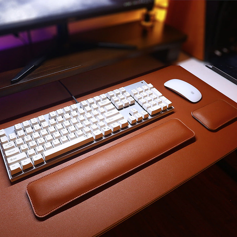 Leather Mouse Pad with Wrist Rest & Keyboard Support