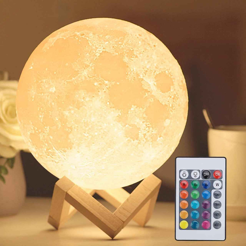 16-Color LED Moon Lamp with Remote
