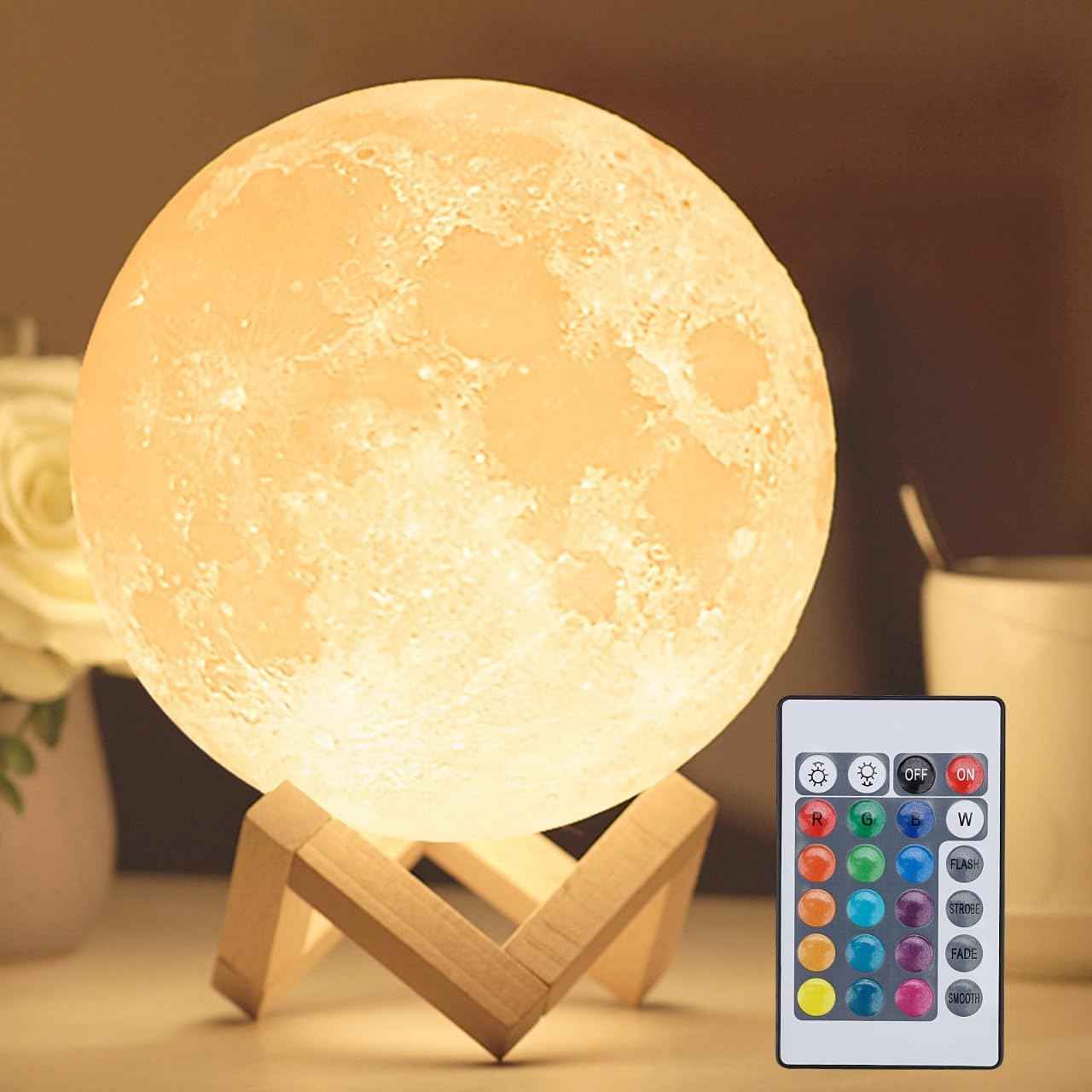 16-Color LED Moon Lamp with Remote